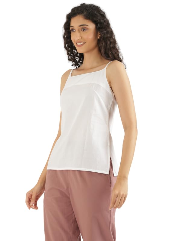 Image of SAADAA Women's 100% Cotton Camisole Top | Soft & Breathable Cambric Fabric | Adjustable Straps, Square Neckline | Comfortable All-Day Wear