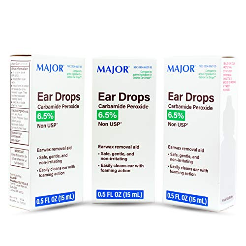 MAJOR Ear Drops Earwax Removal Aid 0.5oz 15mL Carbamide Peroxide 6.5% USA (3 Pack)
