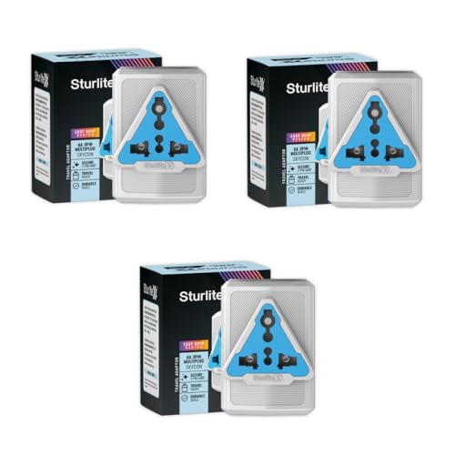 Sturlite Skycon 3 Pin Plug| 2-Pin & 3-Pin Socket| 6 Amps Universal AC Travel Adapter| Strong Polycarbonate Body Socket| Compact Converter Plug for Travel, Home & Office Use - (White) (Pack of 3)