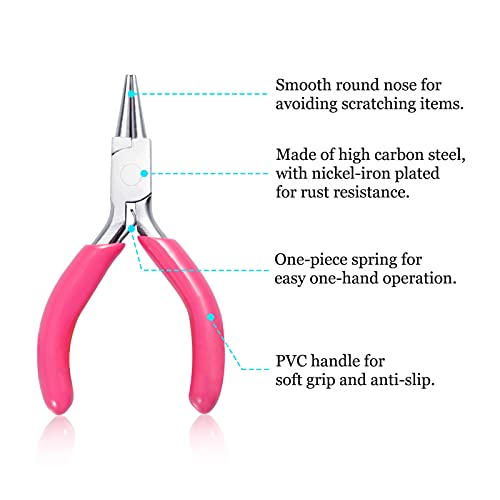 SPEEDWOX Mini-Rundzange, 7,6 cm Drahtschlaufenzange mit pinkem PVC-Griff, Schmuckzange für Perlenstickerei, Schmuckherstellung, Drahtwicklung, Bastelzubehör – Bild 3