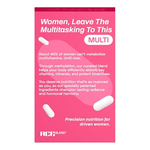 Image of Ace Blend Multivitamin Capsules for Women | Pack of 120 | With Iron & Methylated Multivitamin | 19 Essential Nutrients with Quatrefolic, MenaQ7 K2 & Vitashine D3 | Supports Hormonal Balance & Immunity