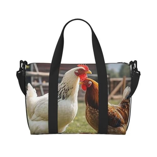 Sacs fourre-tout à main de voyage spacieux avec imprimé poules rétro pour les vacances