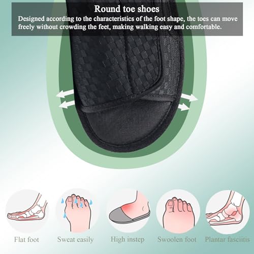 Men's Open Toe Sandals, Adjustable Wide Width Elderly Shoes, Non Slip Lightweight Slippers, Women's Walking Sandals Arthritis Edema Shoes for Swollen Feet3