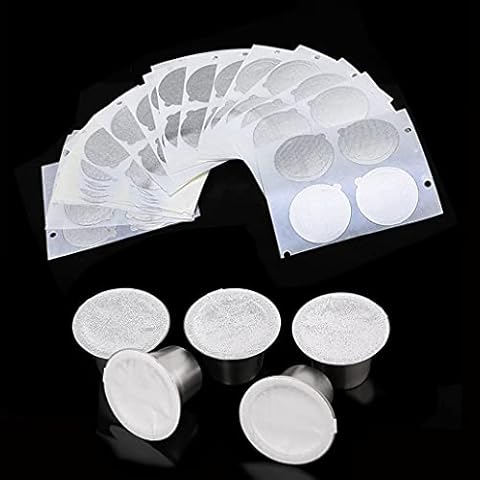 iSuperb 100 Pcs Espresso Lids Self Adhesive Coffee Capsule Foil Seals Compatible for Part of the series of Nespresso Machine Reusable Refillable Capsule Seal Stickers Cover
