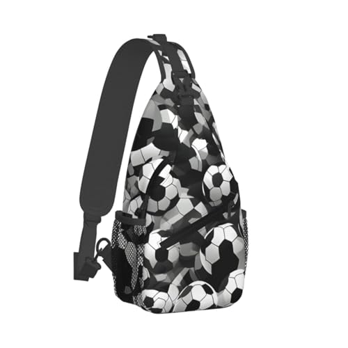 Morrales Crossbody con Estampado Balón de Fútbol Blanco y Negro miniatura 2