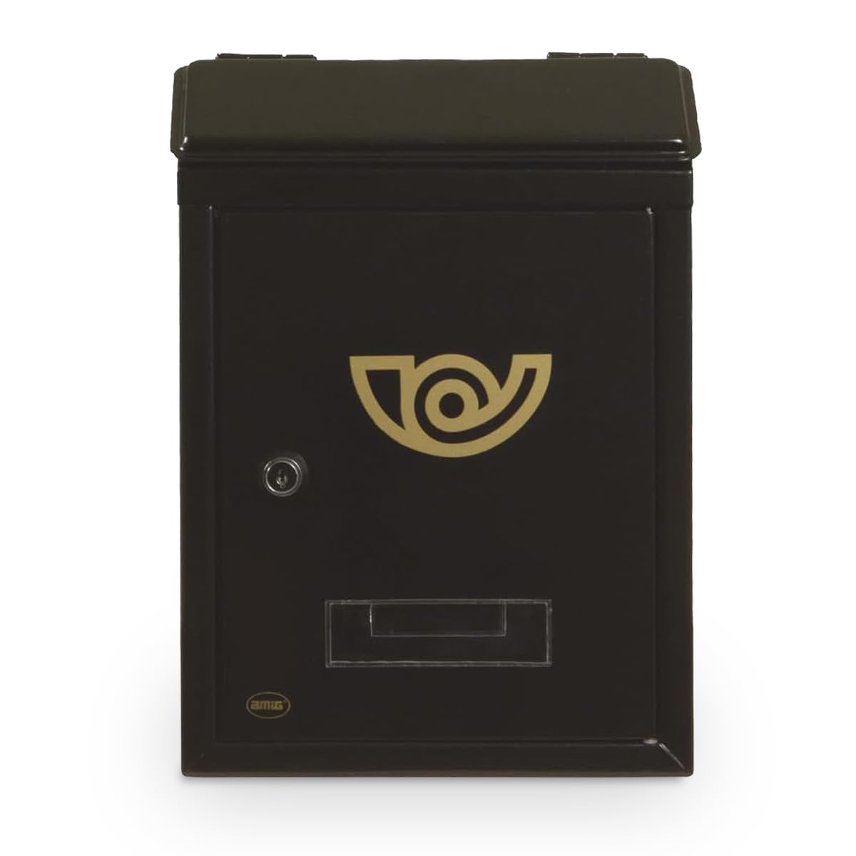 Amig - Buzón de Correos Exterior Tamaño Mini - Fabricado en Acero Aleado - Medida: 29,5 X 21 X 6,2 cm - Recibe el Correo de Forma Segura - Fácil Instalación - Incluye 2 Llaves - Color: Negro