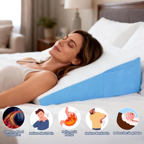 Image of Wedge Pillow for Sleeping, 7.5 inch Memory Foam Bed Wedge Pillow