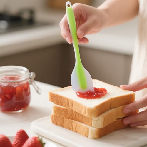 Image of 1Pcs Silicone Spatulas,Translucent Heat Resistant Flexible Non-stick Spatula,Food Grade Kitchen Essential Grip Gadgets Premium Scraper(Green,Large)