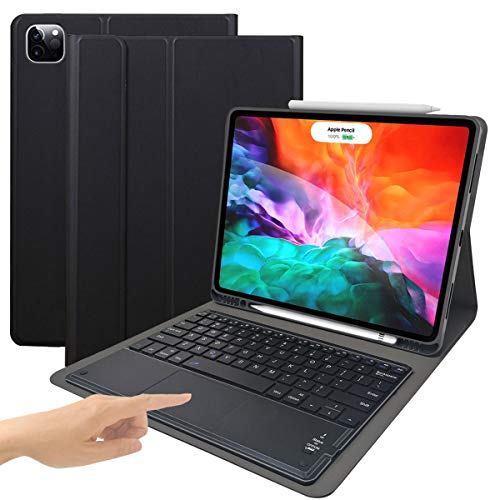iPad Keyboard Case for iPad Apple iPad Pro 12.9 2018 & 2020 -Eoso iPad Cover with Keyboard Built-in Touchpad & Pencil Holder (for iPad 12.9" 2018/2020, Black)