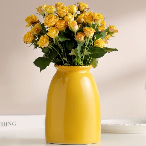 hjn Yellow Flower Vase- Ceramic Vase for Decor, Decor vase