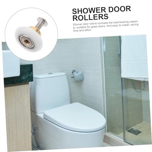 Ruedas para puertas de ducha con eje de cobre y poleas de nylon 4 piezas 4