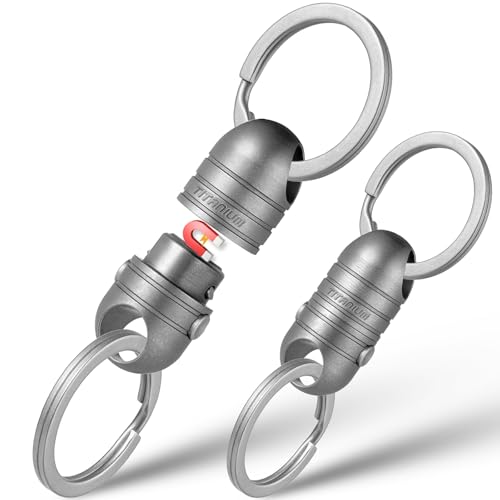 TISUR Titanium Quick Release Keychain, Retractable Key Chain Detachable Keychain ClipPull Apart Key Rings for Men Women