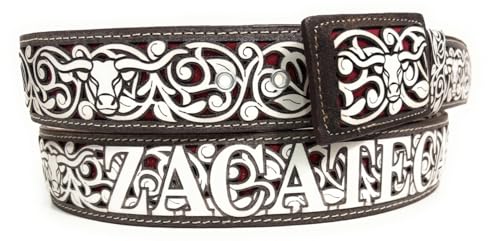 Men's Laser Cut Zacatecas Western Belt, Charro Saddle Bull, Cinto Charro Vaquero Zacatecas2