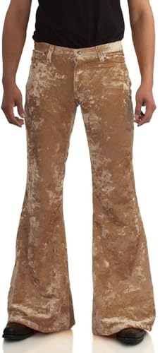 Image of Men's Velvet Relaxed Vintage 60s 70s Bell Bottom Stretch Fit Classic Comfort Flared Flares Retro Leg Disco Pants