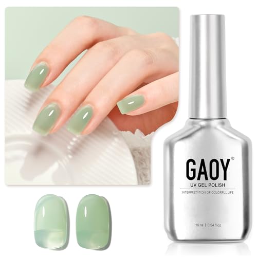 GAOY Jelly Gel Nail Polish 16ml Sheer Green Translucent Soak Off Gel Polish UV Light Cure for Nail Art DIY 2135 Light Jade