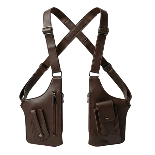Hervns Classic Shoulder Satchel with Wallet, Unisex, Brown