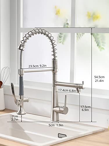 Kitchen Faucet With Pull Down Sprayer - Aimadi Commercial Stainless Steel Kitchen Sink Faucets With Sprayer,Brushed Nickel #TOP5