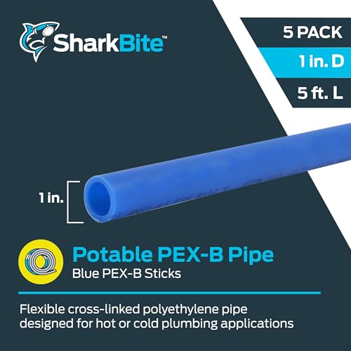 Image of SharkBite 1 Inch x 5 Feet Blue PEX-B, Made in the USA, Pack of 5, Flexible Water Pipe Tubing for Plumbing, U880B5