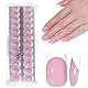 French Press on Nails - 32 Stück Künstliche Fingernägel Kurz - Square Nägel Zum Aufkleben French - Rosa Französisch Kunstnägel Zum Aufkleben - Vollständige Abdeckung Künstliche Nägel Für Frauen (Pink)