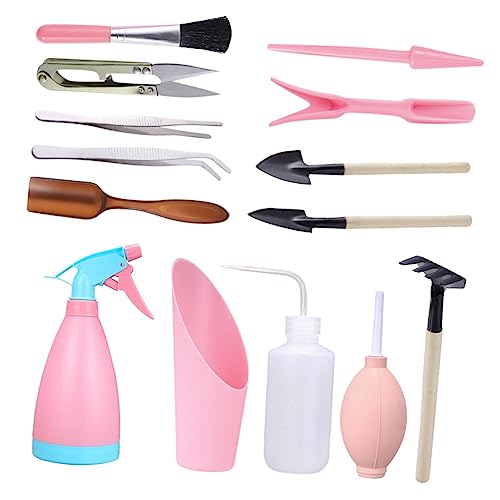 INOOMP Ensemble D'outils de Jardin à Main 14 Pièces pour Plantes Succulentes, Mini Outils de Transplantation en Plastique et Fer, Portables pour Jardinage Maison et Couleur Aléatoire