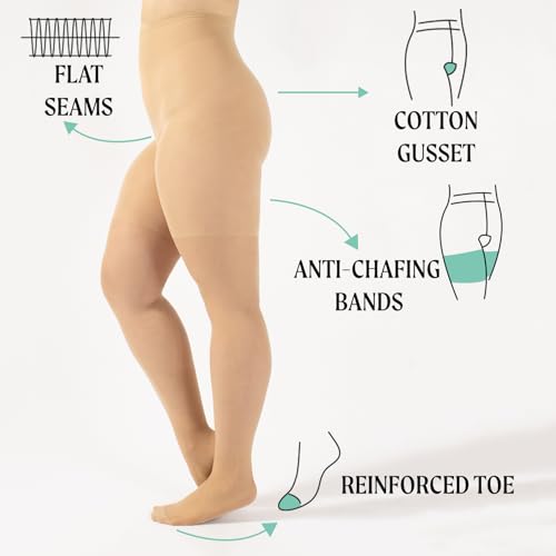 Image of CALZITALY Daily Plus Size Tights | XL, 2XL, 3XL, 4XL | Black, Skin | 40 DEN | Made in Italy