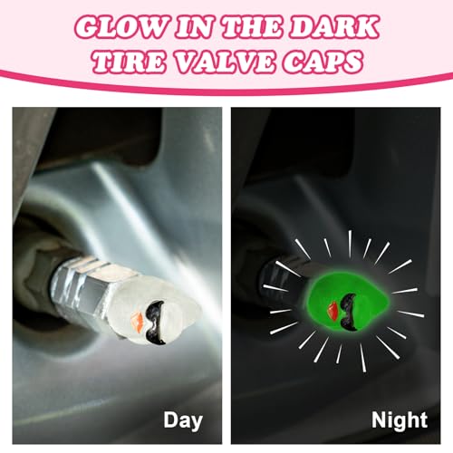 4Pcs Duck Tire Valve Caps, Funny Sunglasses Duck Valve Stem Caps Covers for Wheels, Decorative Cute Tire Valve Caps for Car Accessories (Hexagon Duck Silver)