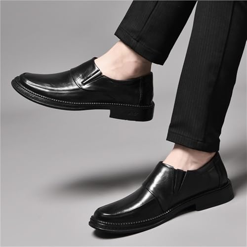 Men Vegan Leather Monk Strap Shoes Slip On Pointed Toe Apron Toe Non Slip Rubber Sole Low Top Block Heel Work Comfortable3