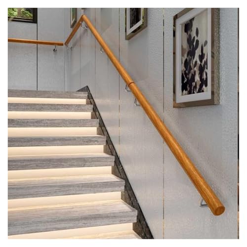 Main courante escalier bois 200cm rampe murale intérieur extérieur - 5