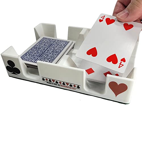 White Plastic Non-Swivel Playing Cardian Card Tray Or Caddy Used For Two (2) Decks Of Cards - Made Of Biodegradable Bioplastic In Usa. #TOP3