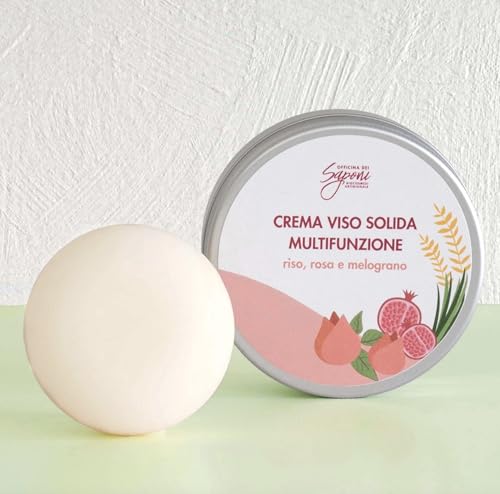 Officina dei Saponi Crema facial sólida multifunción arroz, rosa y granada, 45 g