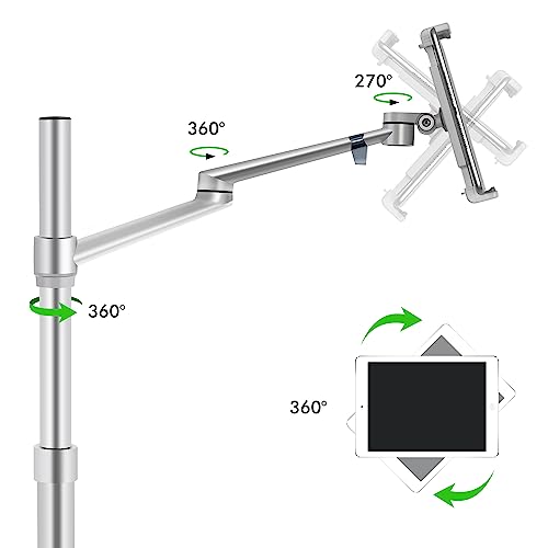 image for viozon Tablet and Laptop Floor Stand, 2-in-1 Rolling Adjustable Dual a