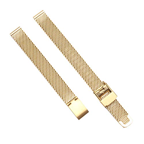 GOLOFEA Mesh-Woven Wasserdicht und atmungsaktiv Uhrenarmband-Metall-Edelstahl-Material Unisex-Uhr-Kette Gold color-8mm Cover