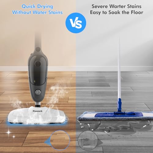 Steam Mop - All-in-one Powerful Handheld Steam Cleaner Detachable Floor Steamer with 11 Accessories, MultiPurpose Steamer for Hardwood Floors, Clothes,Windows,Tiles,Carpet, Whole Home Use(Grey） - Thumbnail 6
