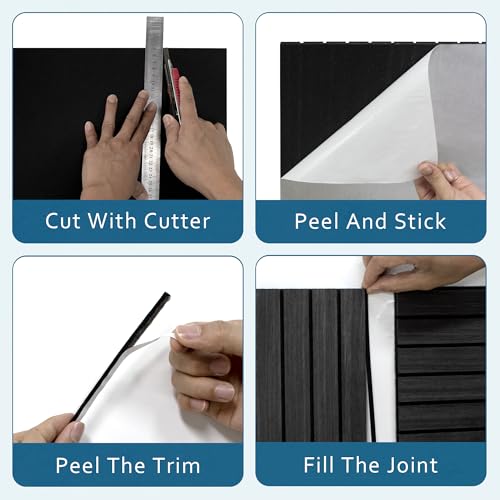 Paneles de absorción de sonido autoadhesivos con reducción de ruido en listones de madera 3D 6
