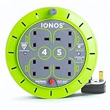IONOS 4 Socket Cable Reel, 5m, Green, 13 Amp, Thermal Cut Out, Heavy Duty, Outdoor Extension Lead, Ideal for DIY, Workshop, Garden, Home Use (ION5M13AACR6)