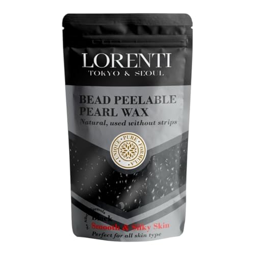 Lorenti - Cera caliente para depilación con forma de perla, color negro, 250 g, cera 100% natural para la depilación con poco dolor, ideal para cara, piernas, zona del bikini y más, perlas de cera