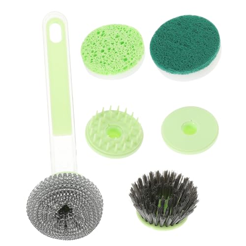 HOLIDYOYO 1set Multipurpose Kitchen Dish Scrub Brush with Replaceable Handle Cleaning Tool for Pots Pans Sinks Countertops Design for and Scrubbing
