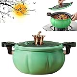 Olla a presión de acero inoxidable de calabaza, horno holandés de hierro fundido con tapa, bonita maceta de calabaza para decoración de Acción de Gracias, olla de cocción a presión con forma de