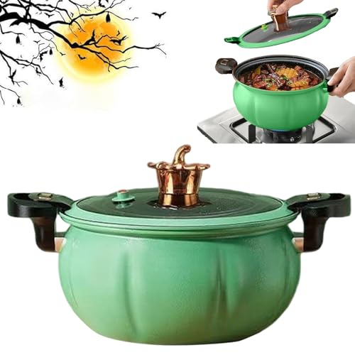 Olla a presión de acero inoxidable de calabaza, horno holandés de hierro fundido con tapa, bonita maceta de calabaza para decoración de Acción de Gracias, olla de cocción a presión con forma de