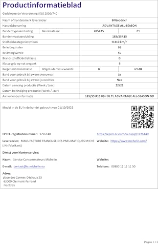 Bfgoodrich - 185/55 R15 Tl 86H Advantage ALL-SEASON Xl Bsw M+S3PMSF – Pneumatici Per Tutte Le Stagioni - 4