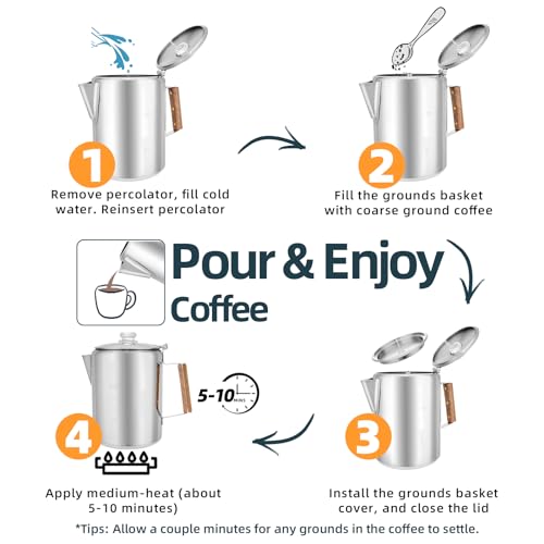 MEREZA 12 Cup Stainless Steel Percolator