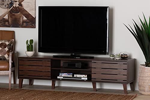 Baxton Studio Teresina Walnut Brown Finished Wood 2-Door Tv Stand #TOP2