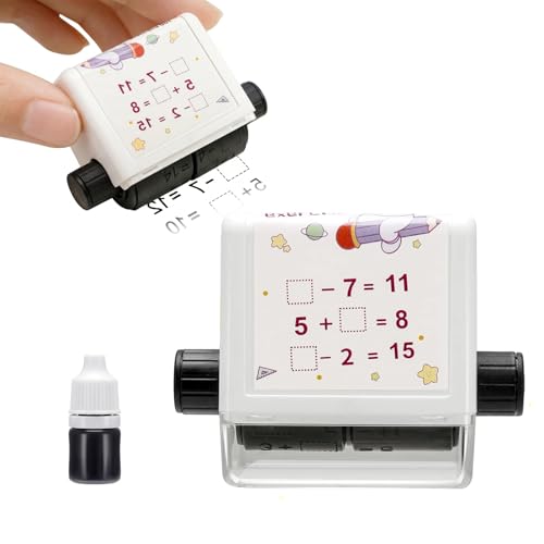 Rollstempel Mathematik Mathe Roller Stempel Mathe Stempel Roller Rechenstempel für Grundschüler Wiederverwendbar Berechnung Stempele für Addition Subtraktion Grundschule Mathematik