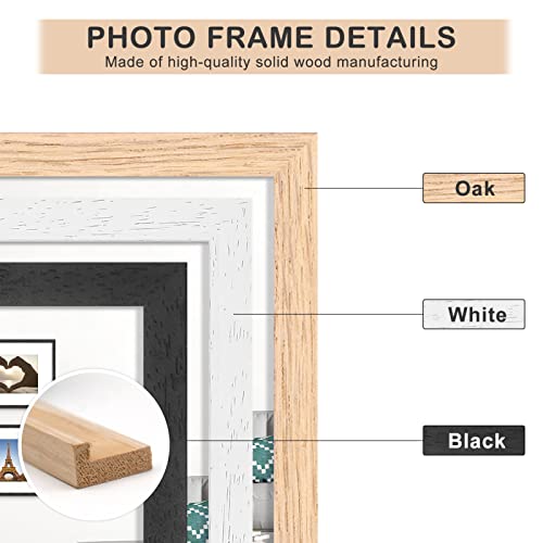 ATOBART A3 Zertifikat Bilderrahmen,Eiche Holz Bilderrahmen mit Passepartout für A4 Druck,Posterrahmen mit Plexi-glass für Wandmontage Display,29.7x42 cm,Set von 1