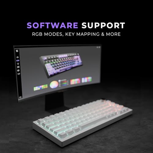 Image of Kreo Swarm 75% Wireless Mechanical Keyboard with Pre-lubed Switches, 5-pin Hot Swap PCB and 5 Layers Sound Absorption (All White, GTMX Sense Switches)