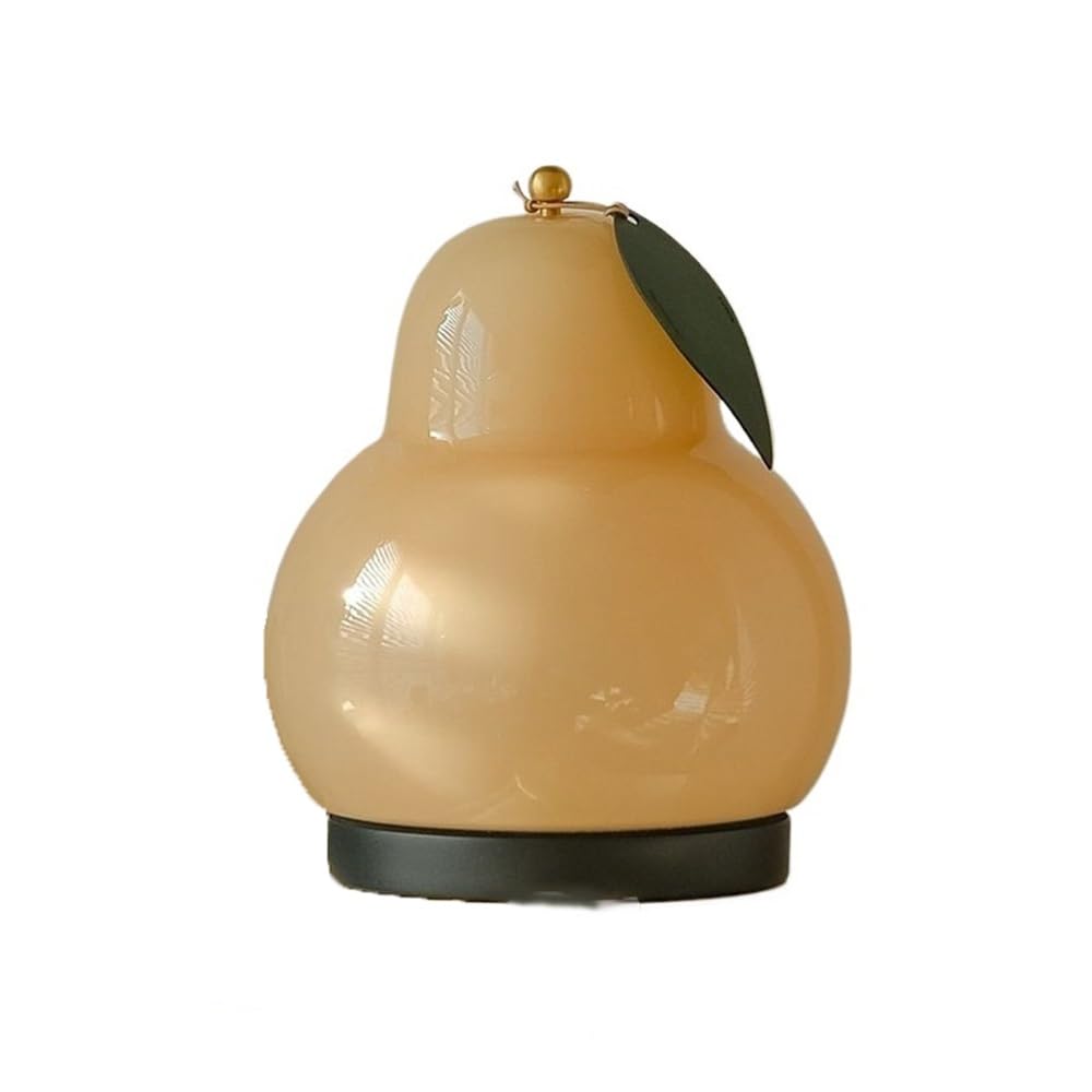 Z4T8M2K6G5 Bedside Lamp Glass Bedside Lamp Pear Living Room Bedroom Nightstand Table Home Decor Rechargeable Touch(Yellow)