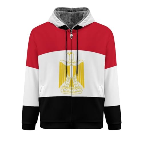 Men's Hooded Winter Jacket with Egypt Flag Print