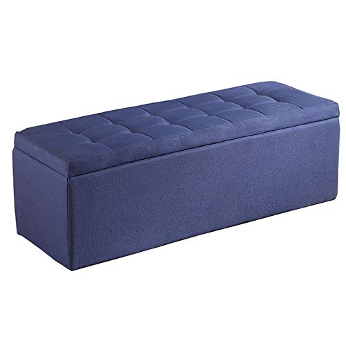 Repose-pieds ottoman lin bleu : la solution gain de place 80cm - 2