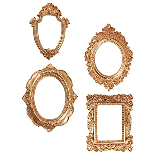 TENDYCOCO 4er Set Vintage-Bilderrahmen Kunstharz Antikes Foto Retro-Rahmen Mini-Rahmen Rechteckig für DIY-Schmuck-Display Wohnkultur