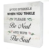 If You Sprinkle When You Tinkle Wood Box Sign Home Decor Rustic Bathroom Quote Wooden Box Sign Block